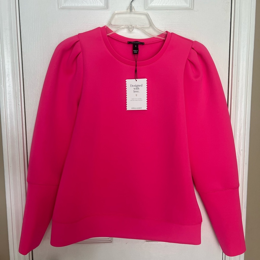 NWT Stella and Dot pink neoprene sweatshirt